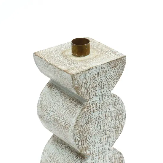 Decorative Wooden Centerpiece Candle Holder &ndash; Elegant Candle Stand for a Timeless Touch - 4 X 4 X 12" {4}