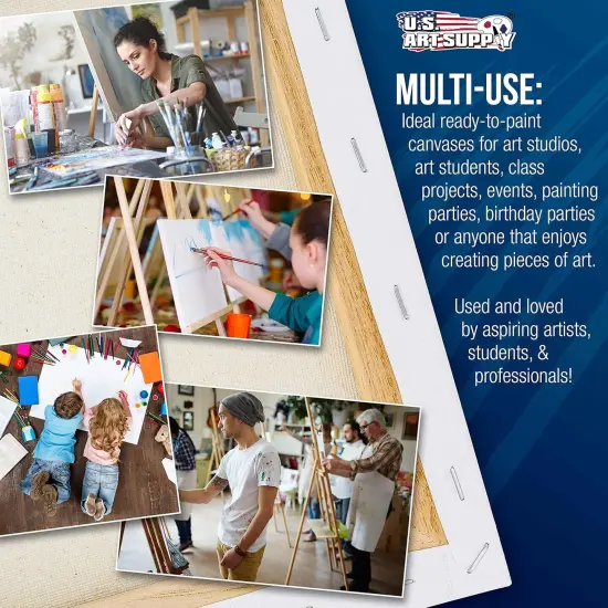 10 x 10 inch Stretched Canvas 12-Ounce Triple Primed, 6-Pack - Professional Artist Quality White Blank 3/4" Profile, 100% Cotton, Heavy-Weight Gesso - Acrylic Pouring, Oil Painting {1}