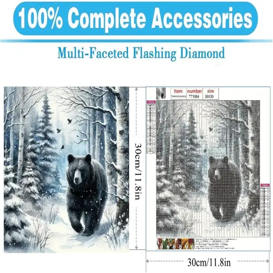 Diamond Painting Kits for Adults -Forest Bear DIY 5D Diamond Art Kits Full Drill Winter Diamond Dots Paintings with Diamonds Gem Art and Crafts for Beginners Home Decor 12x12inch Animal {3}