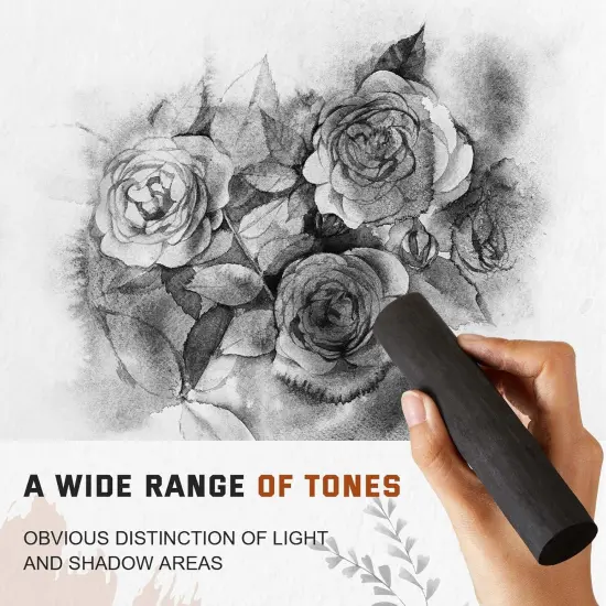 5 Pcs Jumbo Willow Charcoal Sticks 0.79-0.94 Inch Large Soft Willow Charcoal Chunky Drawing for Sketching Artist Supplies, Black {3}