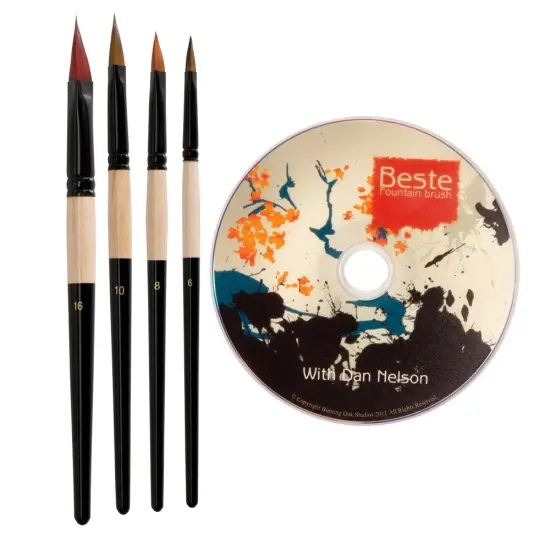 Creative Mark Beste Golden Taklon Assorted Shape #6 - 2 Pack Artist Brush, Professional Watercolor Brushes, For Acrylic Painting, Short Handle, Sharp Edges, Hand-Tied & Shaped {1}