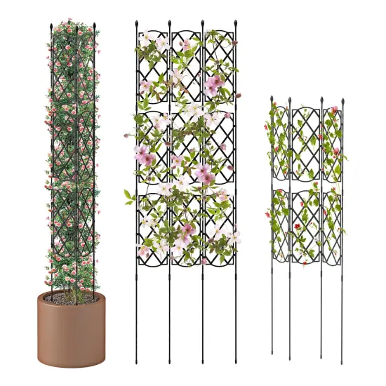 Adjustable Garden Trellis with 3 Panels for Climbing Plants and Privacy Screen {1}
