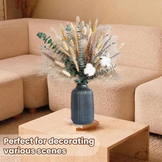 Handmade Dried Flower Bouquet - Pampas Grass, Eucalyptus & Cotton Stems - Boho Home Decor, Wedding Centerpiece {5}