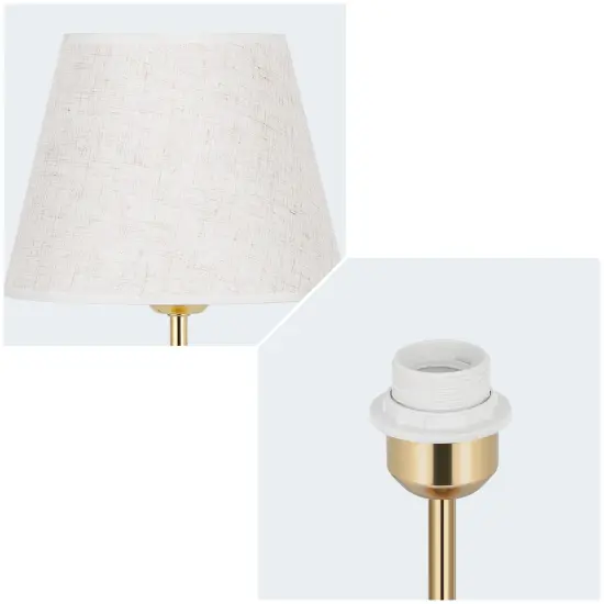 Set of 2 Wooden Bedside Table Lamps with Linen Shade &ndash; Modern Desk Lamps for Bedroom, Office, Nursery &ndash; UL Certified, Warm Eye-Caring Light, Compact 15.4" Height {3}