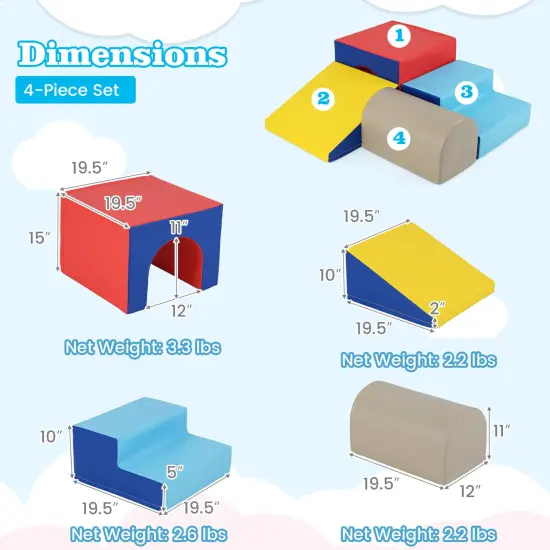 Portable Climb and Crawl Foam Block Play Set Perfect for Child Various Activities Yellow {5}