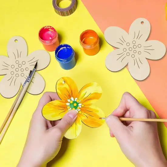 Activity Craft Wooden Flower Ornaments Kits to Paint Spring Decoration {3}