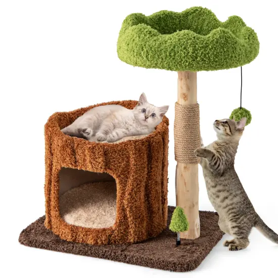 Multi-Level Cat Tree Tower with Scratching Posts and Cute Hanging Ball Ideal for Indoor Use {4}