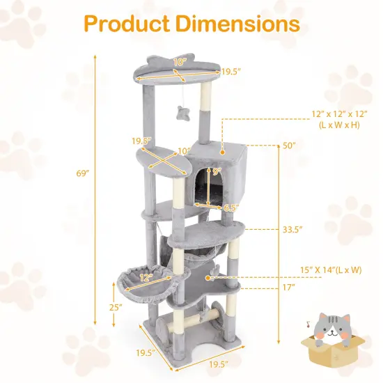Engineered Wood Cat Tree with Scratching Posts, Condo and Perches {5}