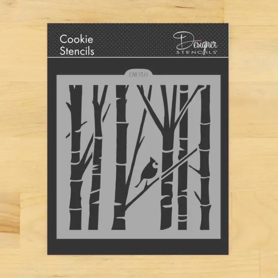 Birch Trees and Cardinal Cookie & Craft Stencil | CM150 by Designer Stencils | Cookie Decorating Tools | {2}
