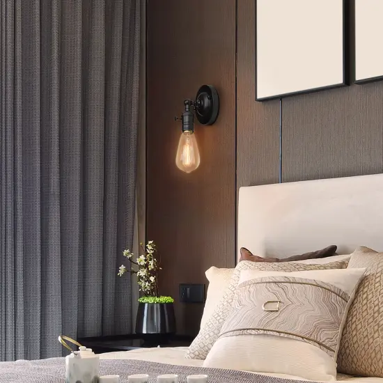 1/2/4pcs Industrial Wall Sconce &ndash; Adjustable 180&deg; Black Hardwired Fixture with UL Certification &ndash; Vintage Candlestick Lighting for Farmhouse, Bedroom, Office {6}