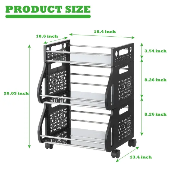 Stackable Rolling Metal Storage Cart &ndash; Multifunctional Organizer Basket with Wheels for Home, Kitchen, Office, Toys, or Retail {4}