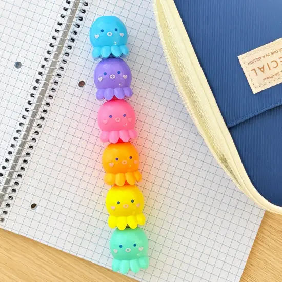 Wrapables Mini Stackable Highlighters, Cute Multi-color Markers, Octopus {6}