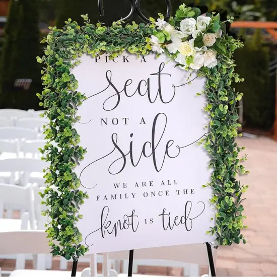 4PCS Faux Eucalyptus Garland Plant, Artificial Baby Breath Flower Vines Hanging Leaves Vines Hanging Leaves Greenery Wedding Backdrop Arch Wall Decor, Indoor Outdoor 5.8 Ft（Pink & Green） {5}