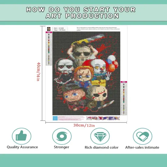 Halloween Diamond Painting Kits - 5D DIY Diamond Art for Adults and Kids - Gem Art Kits Accessories Full Drill Kit Crystal Pictures Home Wall Decor Gifts (11.8 x 15.7in) {2}