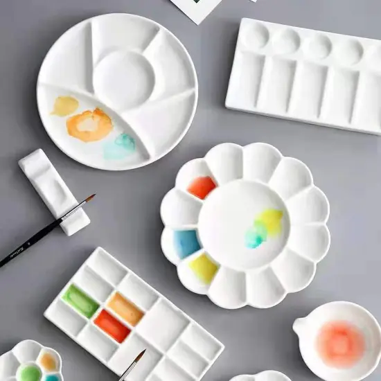 Porcelain Artist Paint Palette, Mixing Ceramic Watercolor Palette, Mixing Tray for Watercolor Gouache Acrylic Oil Painting {3}