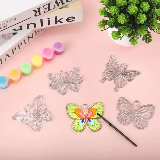 DIY Activity Butterfly Spring Suncatchers Ornaments Decorations DIY Window Paint Art Painting Craft Kits for Kids DIY Sun Catchers Classroom Easter Spring Summer Party Activities Art Project (butterfly) {3}