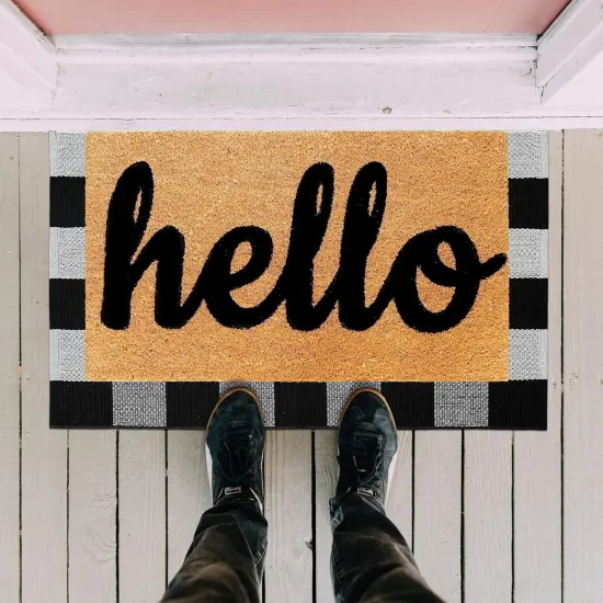 Buffalo Plaid Outdoor Rug 2x3 Cotton Woven Rug Black and White Checkered Rug Washable Front Porch Rug Fall Layered Door Mats Carpet for Indoor Outdoor Entryway Farmhouse Decor Area Rug {4}