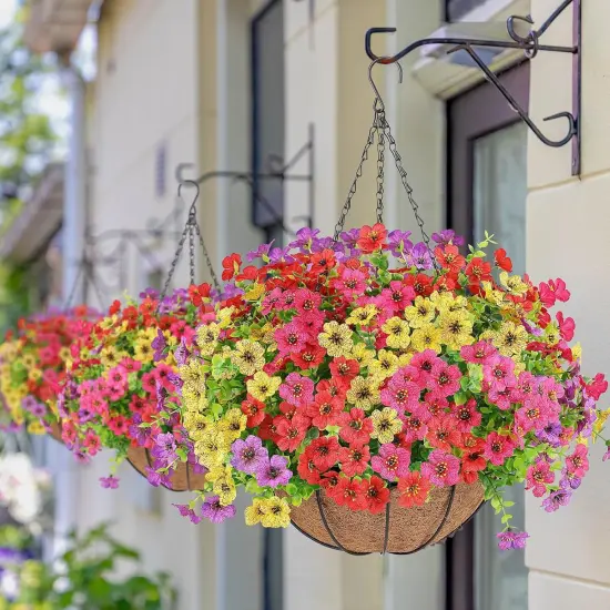 Artificial Flowers Hanging Plants in Basket {6}