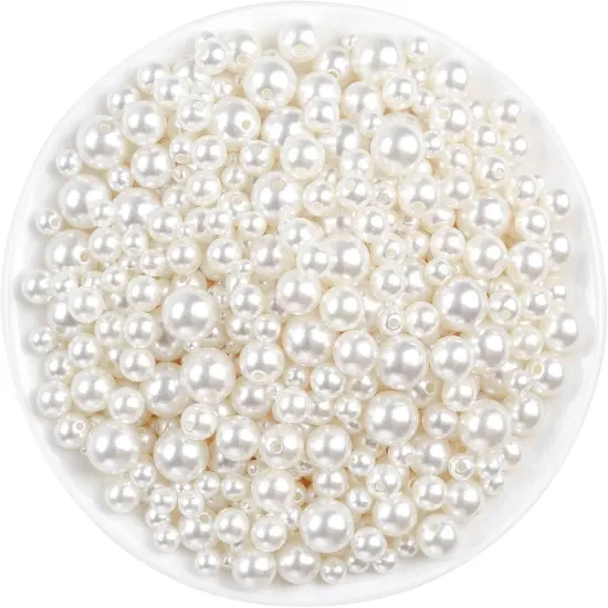 800pcs Ivory Pearl Craft Beads Loose Pearls for Jewelry Making, Crafts, Decoration and Vase Filler (Assorted Sizes) {1}