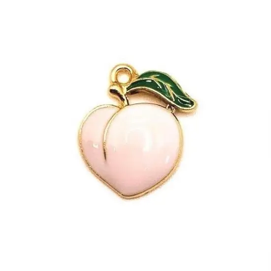 Enamel Georgia Peach Charms, 17x16.5mm {2}
