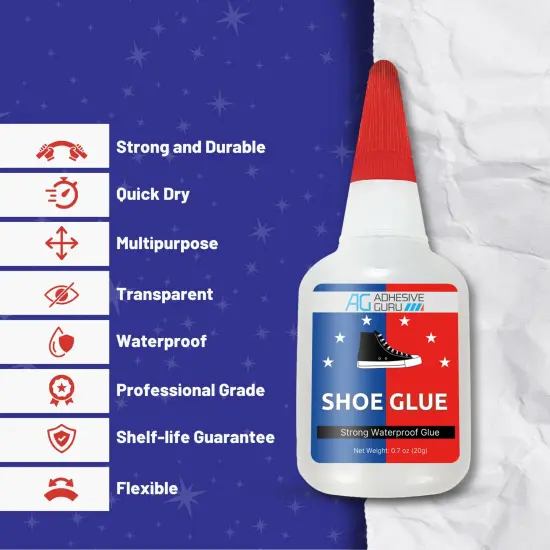 ADHESIVE GURU Shoe Glue 0.7 oz &ndash; Fast-Drying Strong CA Adhesive for Leather, Rubber, Shoe Repairs, Clear Finish, Water-resistant {6}