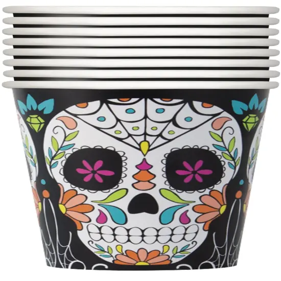 Skull Day of the Dead 9oz Paper Cups - 8ct {1}