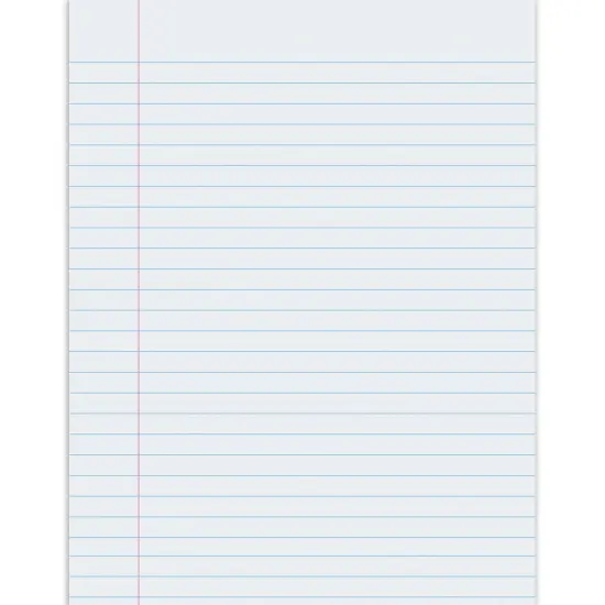 Composition Paper, White, Red Margin, 3/8" Ruled, 8-1/2" x 11", 500 Sheets {1}