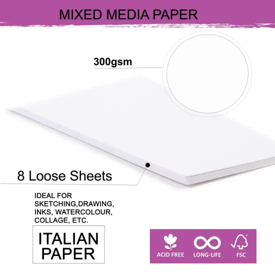 Little Birdie Mixed Media A4 Paper 300gsm-8 Sheets {5}