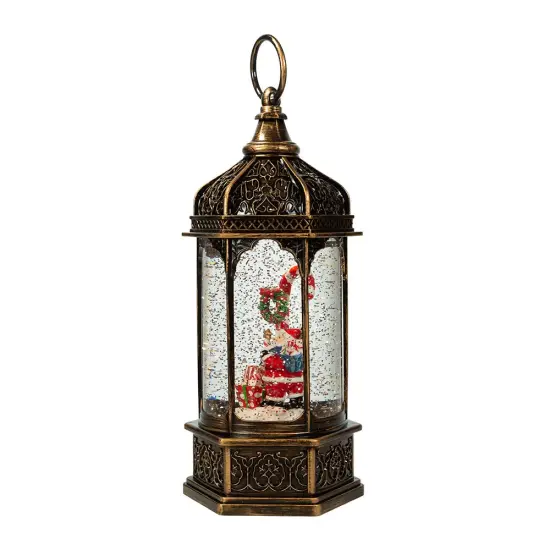 Kurt Adler 11-Inch Battery-Operated Light Up Santa Water Lantern {4}