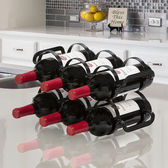 Mango Steam 6 Bottle Counter-top Wine Rack - Storage Organizer for Kitchen Black {3}