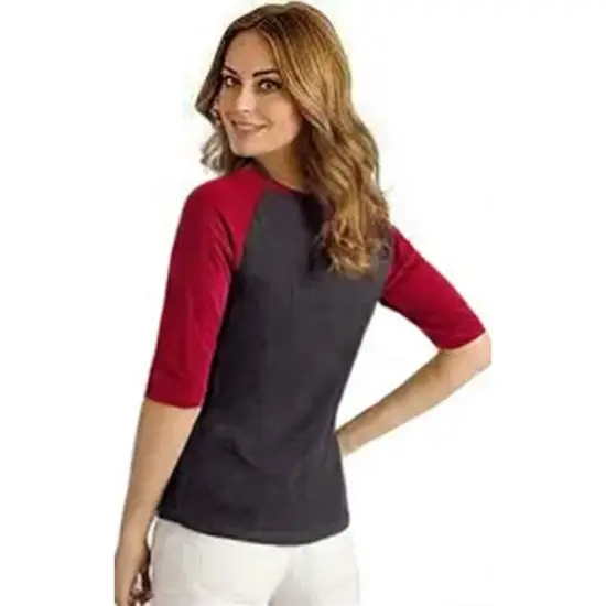 Cottonbell&reg; Ladies Baseball Three-Quarter Sleeve Vrewneck Tee Pack Of 6 {7}