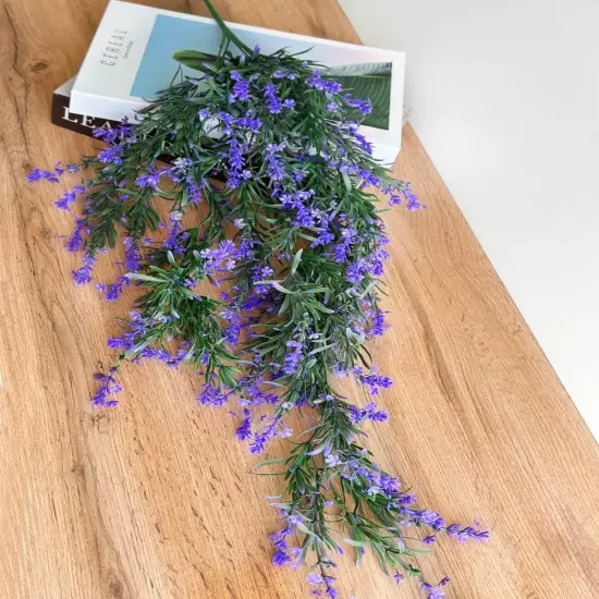 2 pack Fake Hanging Lavender Flowers Artificial Hanging Plants Wall Purple Faux Ferns Room Home Garden Decor Indoor Outdoor Decorations {6}