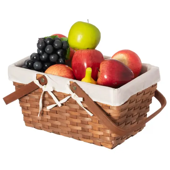 Double Handle Woodchip Basket with Liner - Perfect as Toy Organizer, Storing Fresh Fruits or Safeguarding Your Must-Have Beach Essentials for Unforgettable Holidays or Picnic Parties {5}