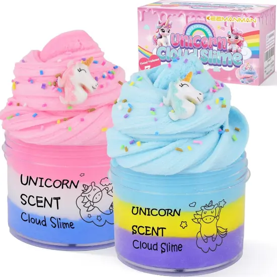Unicorn Cloud Slime 2 Pack, Scented Slime Kit Toys, Cute Preppy Stuff for Kids Girls Boys, Cool Teen Girls Birthday Gifts Party Favors Stocking Stuffers {1}