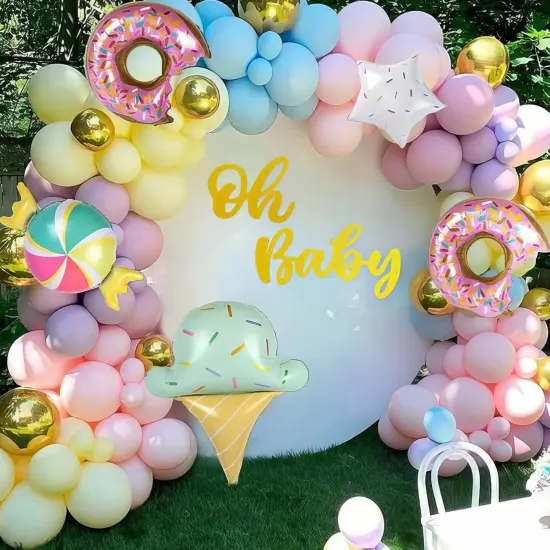 Pastel Balloons, Multicolor Macaron Balloons Latex Party Balloons, Baby Pink Blue Balloons Purple Yellow and Teal Balloons Rainbow Confetti Balloons for Kids Pastel Birthday Easter Party Baby Shower {5}