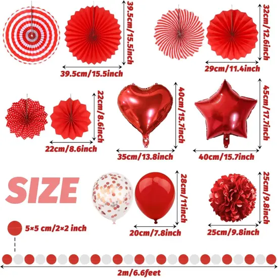 Red Party Decorations, Paper Pompom Balloon Garland Red Party Supplies for Women Girl Valentine's Day Party Birthday Wedding Graduation Christmas Engagement Party Decorations {4}