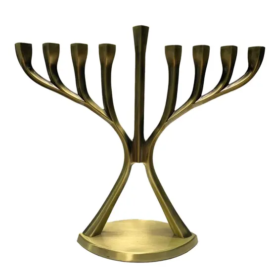 Elegant Metal Menorah By Kinor Decor Antique Brass {2}