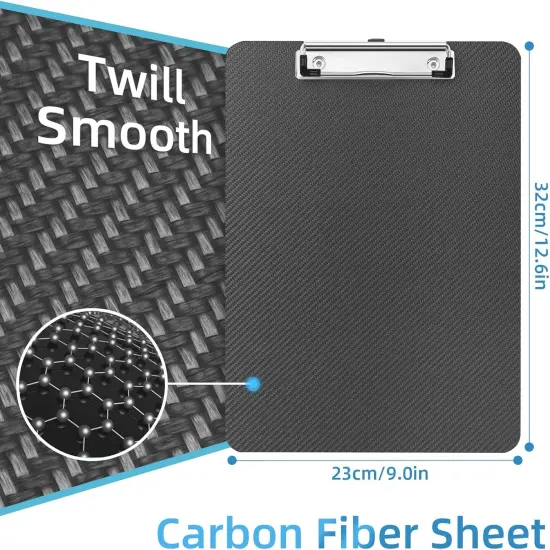Carbon Fiber Clipboard 8.5 x 11, Black 3K Twill Matte, Low Profile Clip, Letter Size for Classroom, Teacher, Students, School, Office Supplies & Outdoor Products {3}