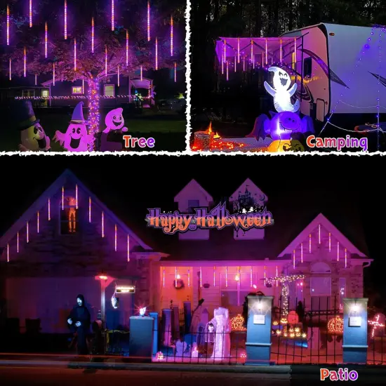 144 LEDs Orange and Purple Solar Halloween Lights Outdoor {3}