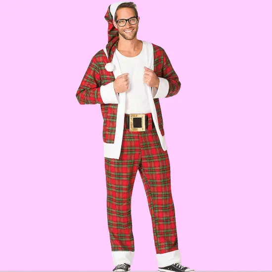 Hipster Mr Claus Costume with Blazer Pants and Hat for Men {1}