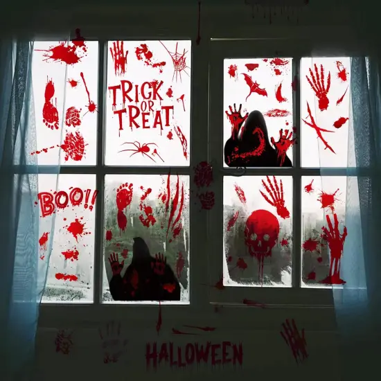 9 Sheets Bloodstained Halloween Window Stickers {5}