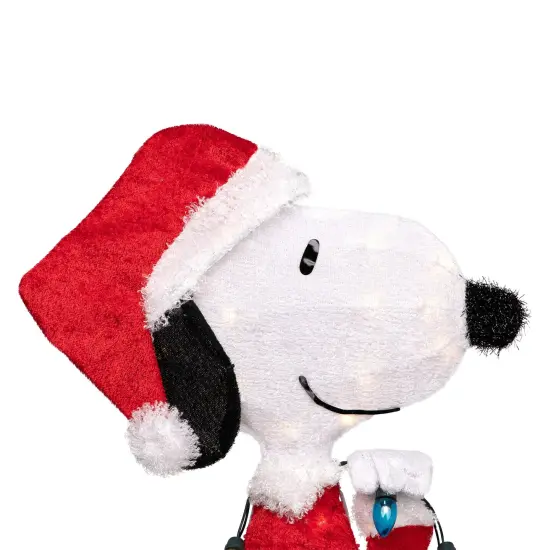 Northlight 24" Lighted Santa Snoopy with String Lights Outdoor Christmas Yard Decoration Red {7}