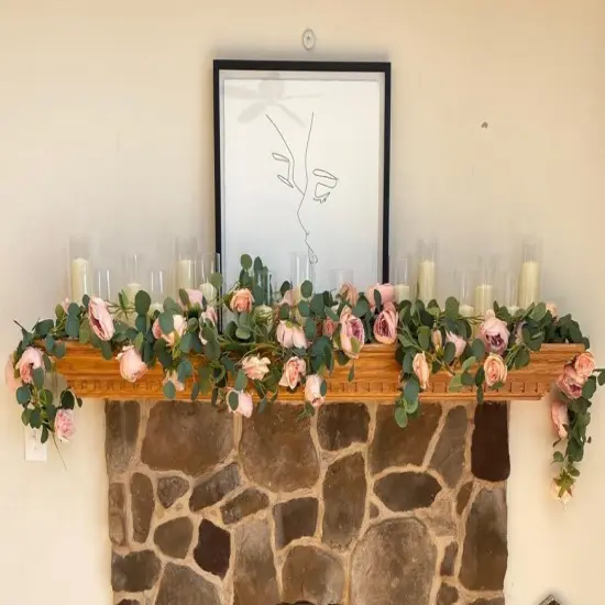 Artificial Eucalyptus Peony Flower Garland Pink Peony Flower Garland Wedding Arch Decor Party Table Decoration {2}