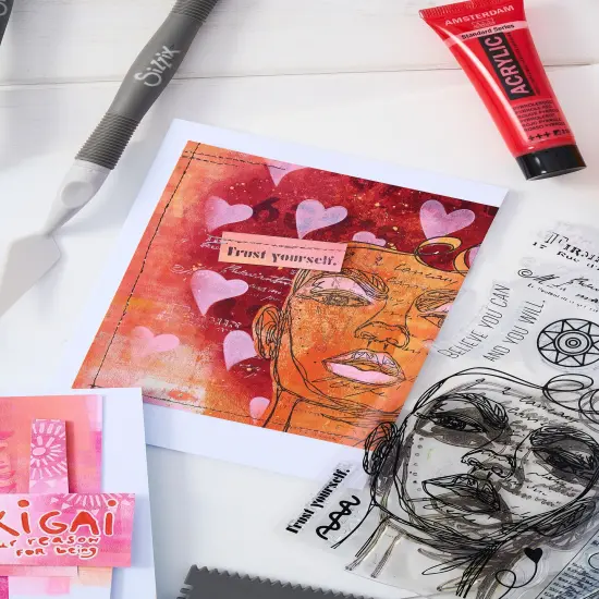 Sizzix Clear Stamp Set 5/Pkg W/Stencils 3/Pkg By Cat Kerr-Ikigai {6}