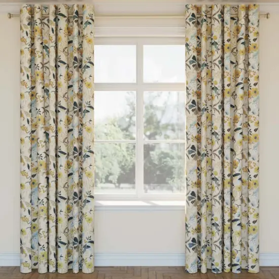 Peacock - Aqua & Teal,Gold & Yellow Floral Upholstery Fabric 54 Inches" {2}