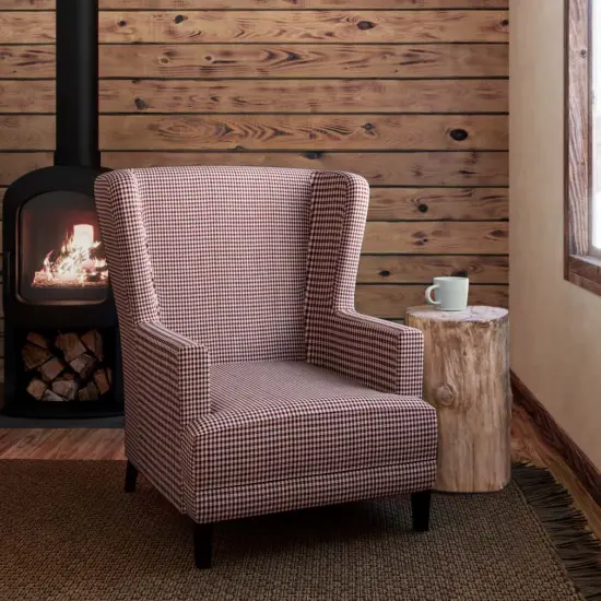 Check Crimson - Red & Burgundy Check & Houndstooth,Small Scale Upholstery Fabric 54 Inches" {2}