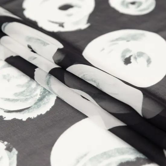 1 Yard Black White Rosy Silk Chiffon 55 inch Width {3}