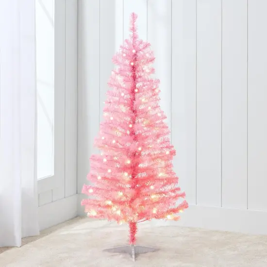 4ft Pre Lit Christmas Tree Mini Artificial Tree with Twinkling LED Lights for Bedroom or Apartment Peacock Blue {10}