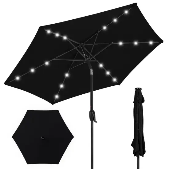 Best Choice Products 7.5ft Outdoor Solar Patio Umbrella for Deck, Pool w/ Tilt, Crank, LED Lights Lavender {7}
