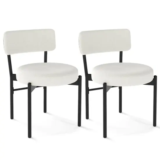Costway Dining Chair Set of 2/4 with Curved Backrest Padded Seat & Metal Legs for Dining Room Gray/White {8}